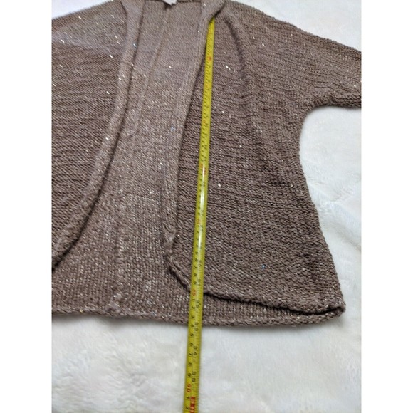 Chicos Womens Sweater Beige Sparkle Cardigan Open Front Short Sleeve Size S / M - Picture 5 of 10